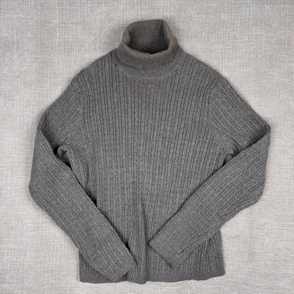 Ralph Lauren RL Ribbed Turtleneck Sweater Gray Long Sleeve Women's L